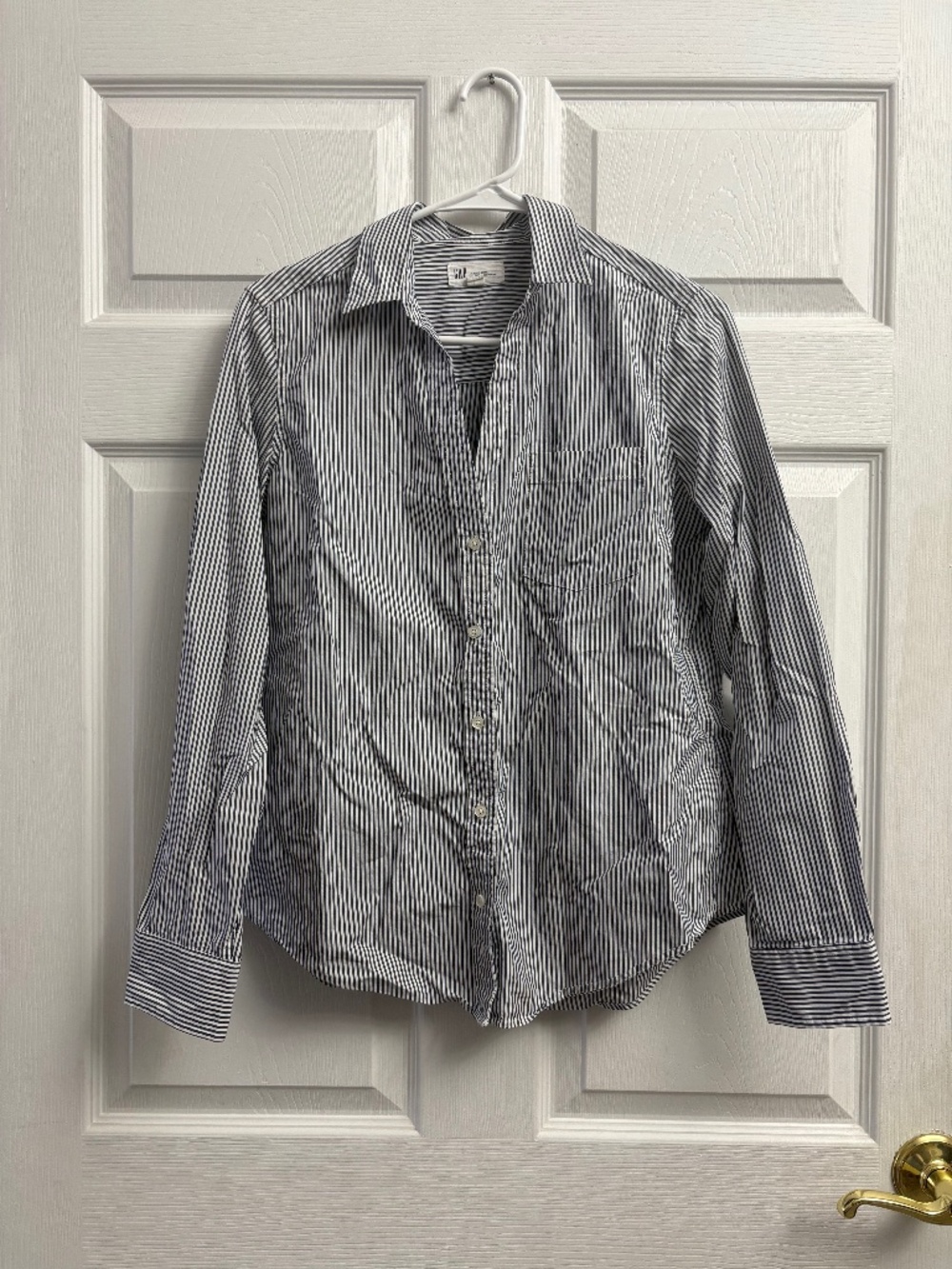 Gap Women's Stripe 80's Superfine Poplin Perfect Button Down Blouse